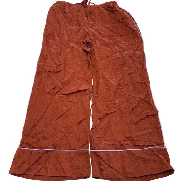 Untitled In Motion Pants Womens XX Large Orange Pink Piped Satin Wide Leg - Picture 2 of 12